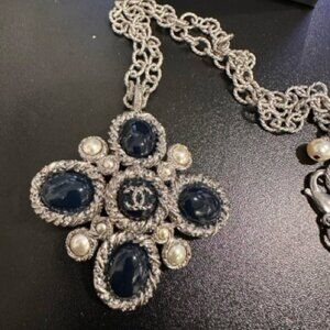 Chanel 2013 Enamel Pendant Necklace w Pearls